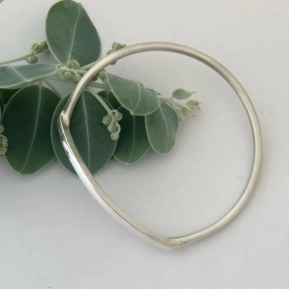 Jacob Little-Dulwich Hill-Square Curve Sterling Silver Bangle.- Pip Keane