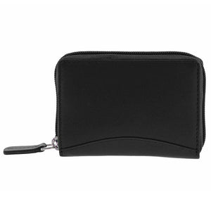 Expandable compact leather Wallet-Black
