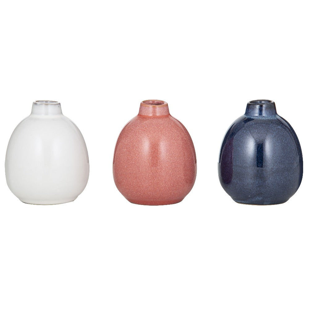 Jacob Little-Dulwich Hill-Nyla Bud Vase-Ceramic-Reactive Glaze-White-Blue -Salmon Pink