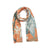 Maude Cotton & Modal Scarf-terracotta with aqua and grey prits of butterflies and bugs