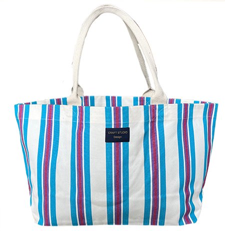 Large Striped Canvas Tote Bag - Whitehaven