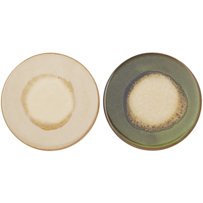 Zara Coasters-Set of Four-Green Hues-Two Dark-Two Light-Reactive Glaze Ceramic