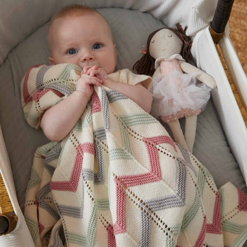 Jacob Little-Dulwich Hill-Blush Zig Zag Cotton Baby Blanket