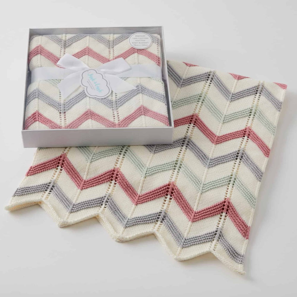 Jacob Little-Dulwich Hill-Blush Zig Zag Cotton Baby Blanket