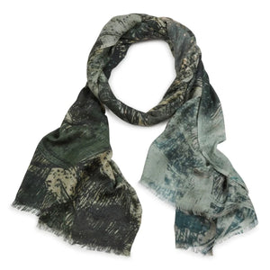 Jacob Little-Dulwich Hill-Clementine Merino Wool Scarf-Sage-Forest-Charcoal Grey