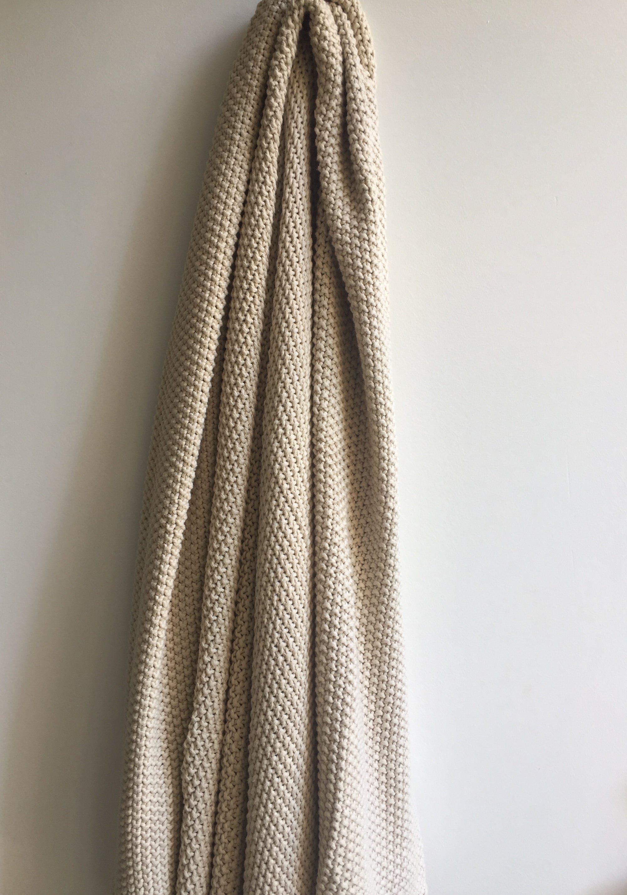 Cotton Knitted Throw - Stone