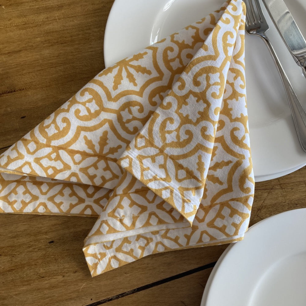 Jacob Little-Dulwich Hill-Cordoba Napkins-Hand Block Printed-Gold