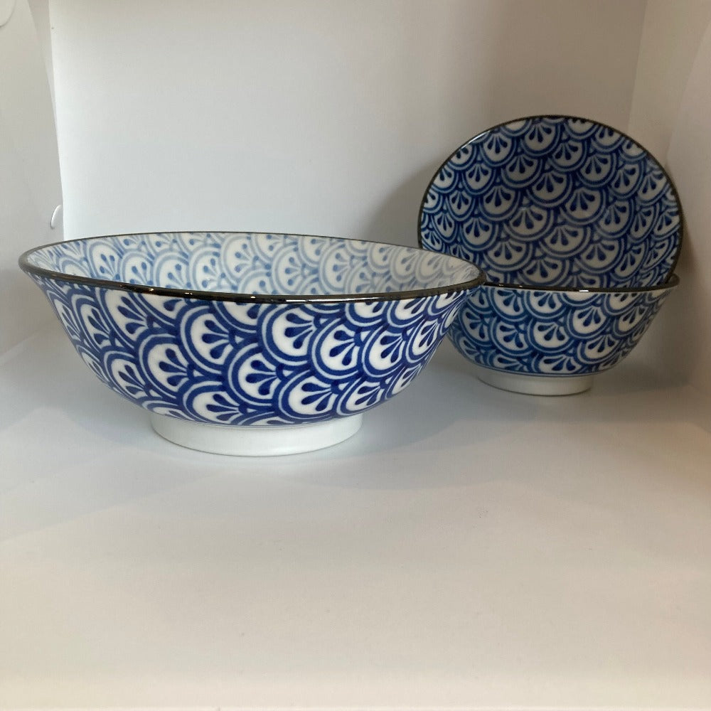 Jacob Little-Dulwich Hill-Blue and white Bowl-Japanese-Fan Design