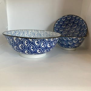 Jacob Little-Dulwich Hill-Blue and white Bowl-Japanese-Fan Design