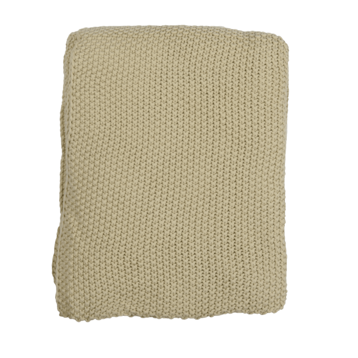 Cotton Knitted Throw - Stone