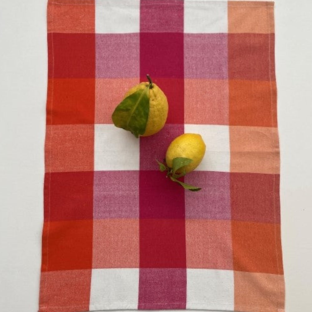 Jacob Little- Dulwich Hill- Pink Ginger Check Tea Towel