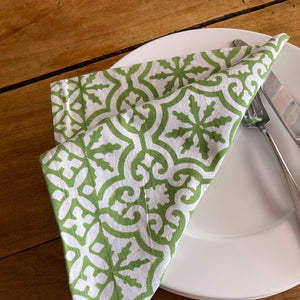 Jacob Little-Dulwich Hill-Cordoba Napkins-Hand Block Printed-Lime Green