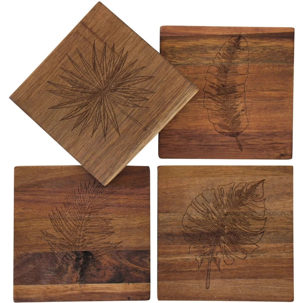 Jacob Little-Dulwich Hill-Leaf Etched Accacia Wood Coasters